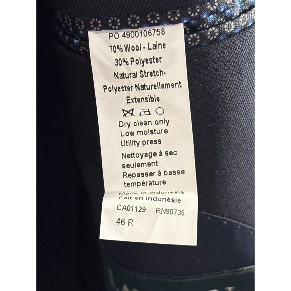 POLO RALPH LAUREN Wool Blend Gabardine Sport Coat, Navy, Size‎ 46 R NWOT -$400 - Picture 6 of 8